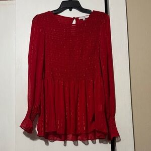 Rose & Olive Red Long Sleeve Top
